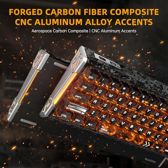 ATTACK SHARK R68 HE 60% Wired Rapid Trigger 8K Mechanical RGB Gaming Keyboard with 0.005mm Accuracy,0.08ms Latency,256K Scan,Hall Effect Magnetic Switch,Carbon Fiber+CNC Aluminum Alloy for PC FPS(Ink)