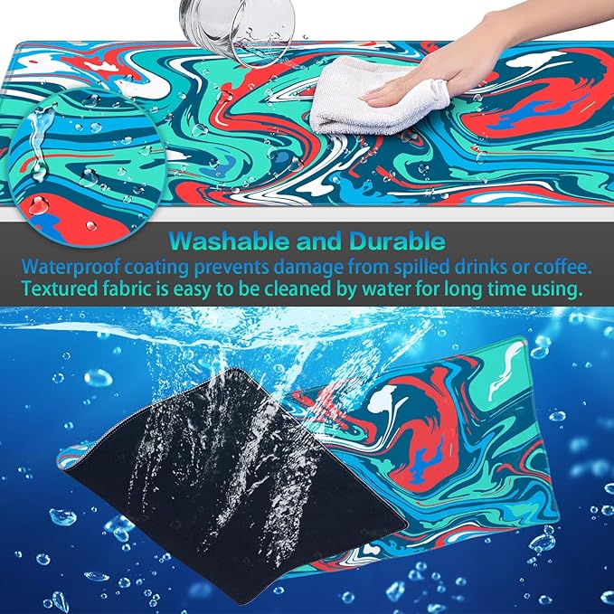 Canjoy Gaming Mouse Pad, Fluid Pattern Mouse Pad 31.5x11.8inch Large Extended Computer Mouse Mat Keyboard Full Desk Mousepad for Gaming, Office, Home