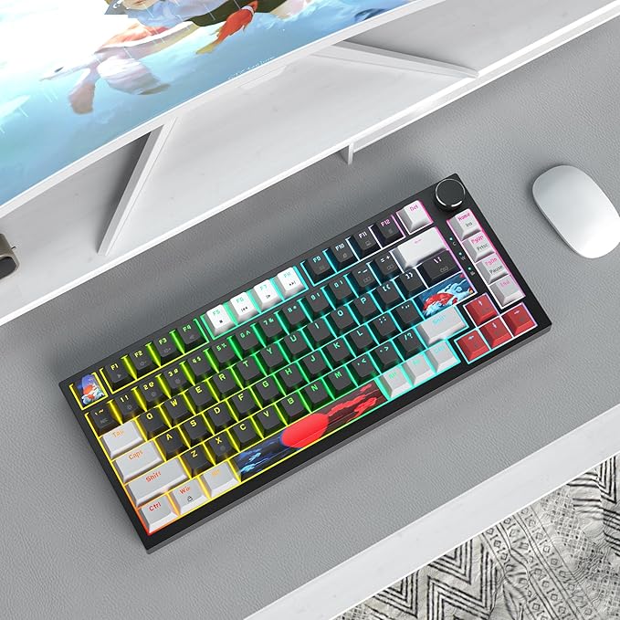 75% Mechanical Gasket Mount TKL Gaming Keyboard - Wired, Custom Hot Swappable, RGB Backlit for PC & Laptop Gamers (Black)