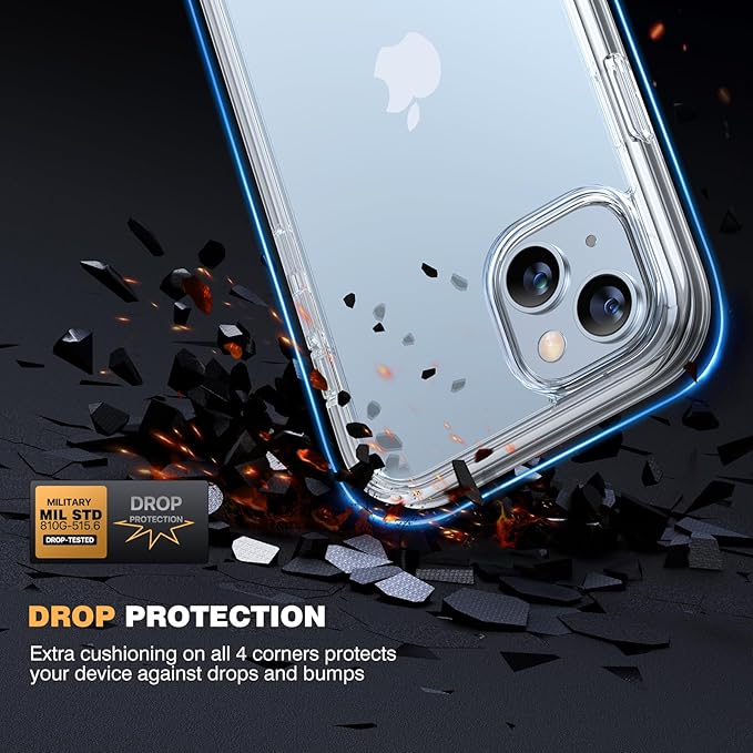 Diaclara Designed for iPhone 15 Plus Case 6.7'', Full Body Rugged Case w/Built-in Touch Sensitive Anti-Scratch Screen Protector+9H Glass Camera Lens Protector, Clear