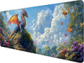 Fantasy Dragon Desk Pad Mouse Pad Forest Colorful Butterfly Flower Mousepad XL Large Gaming Mouse Pad Laptop Keyboard Mat Desk Pad 31.5"x11.8" Office Home Decor for Women Girl