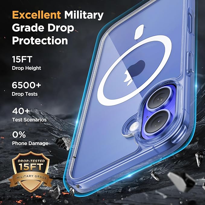 Miracase Magnetic Series for iPhone 16 Case [Compatible with MagSafe] Military-Grade Protection, Anti-Fingerprint, Slim Phone Case for iPhone 16 6.1 inch - Clear