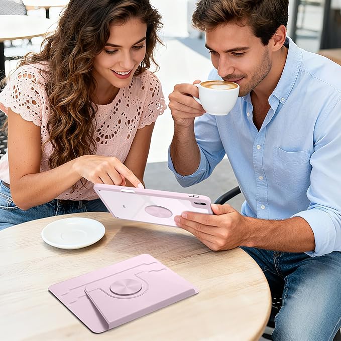 Wenlaty for iPad Air 11 inch Case (M4/M3/M2) & Air 5th/4th Generation Case 10.9 inch, for iPad Pro 11 inch 4/3/2/1 Gen,360° Rotating Cover,Detachable Magnetic Back,Pencil Holder,Auto Sleep/Wake,Pink