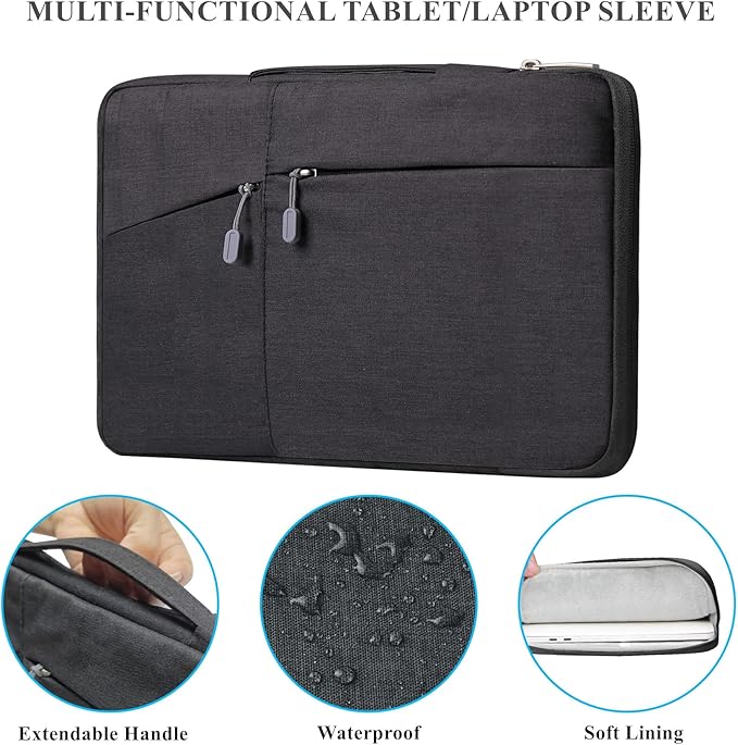 Megoo 15" Laptop Sleeve for Microsoft Surface Laptop 5/4/Book 3 15.6", MacBook Air 15.3"/Pro 16.2", Samsung Galaxy Book 15.6", Carry Case for 15" 16" Chromebook Computer(Black)