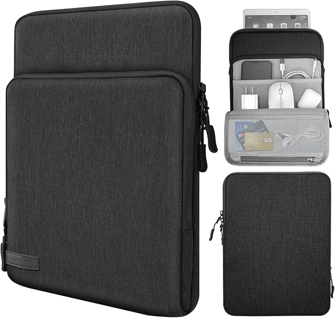 MoKo 8-9 Inch Tablet Sleeve Bag Carrying Case with Storage Pockets Fits New iPad mini (A17 Pro) 8.3" 2024, iPad mini 6/5/4/3/2/1th 8.3"/7.9" 2021-2012, Galaxy Tab A7 Lite 8.7" 2021, Black & Gray