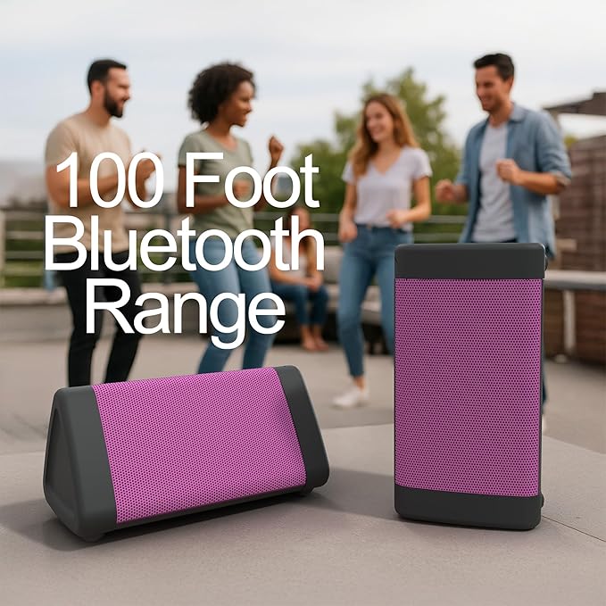 OontZ Angle 3 (4th Gen) – Portable Bluetooth Speaker, 12W Stereo Sound, 24 Hour Playtime, Rich Bass, 100 Foot Wireless Range, Waterproof, Home, Outdoor, Travel, Great Gift (Pink)