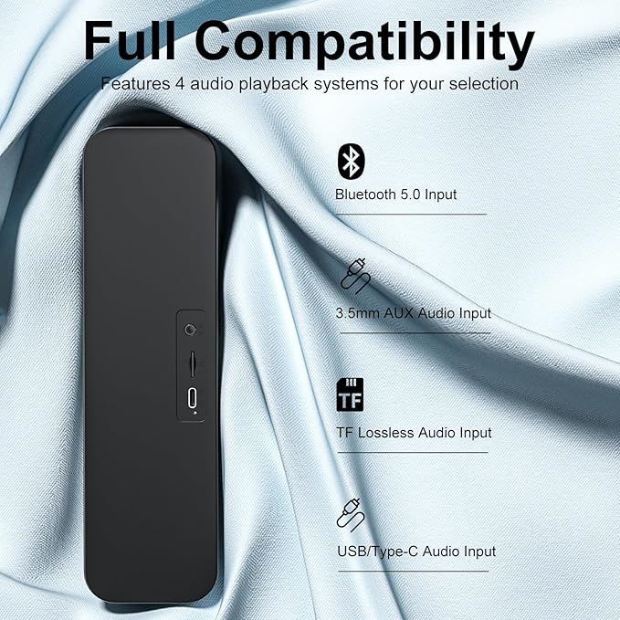 Computer Speakers for Desktop PC,Rechargeable Bluetooth Speaker,Small Computer Soundbar with Stereo & Bass,3.5mm Aux-in,TF Port,Loud Volume for Web Conferences,Teacher,Music (Black)