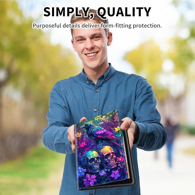 for Amazon Kindle Fire HD 8 & HD 8 Plus(12th/10th Generation, 2024/2022/2020 Release) 8" Tablet Case, Slim Kickstand Stand Leather Smart Cover with Auto Wake/Sleep, Skull Purple Eagle