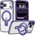 Compatible with iPhone 17 Pro Case with Invisible Magnetic Ring Stand [Compatible with Mag-Safe] [Full Camera Lens Protector] Plating Clear Phone Case for iPhone 17 Pro 6.3", Purple