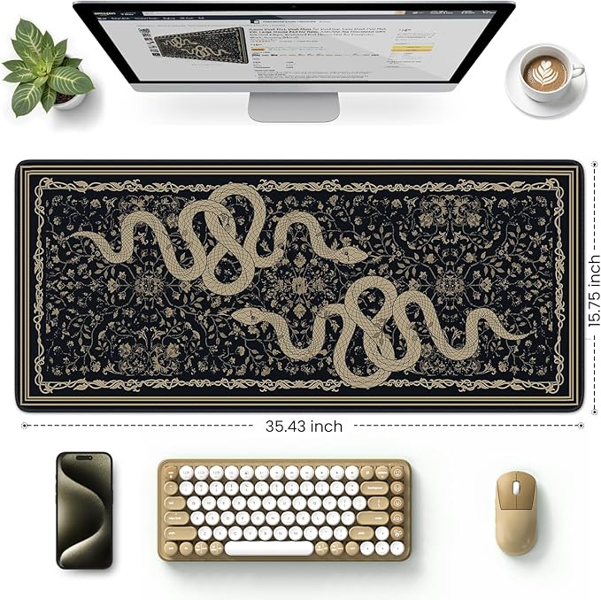 HAOCOO Large Gaming Mouse Pad with Smooth Surface, Non-Slip XXL Desk Mat with Stitched Edges, Waterproof Computer Mats for Desktop, Animal Mouse Mat for Home, Office(Snake)