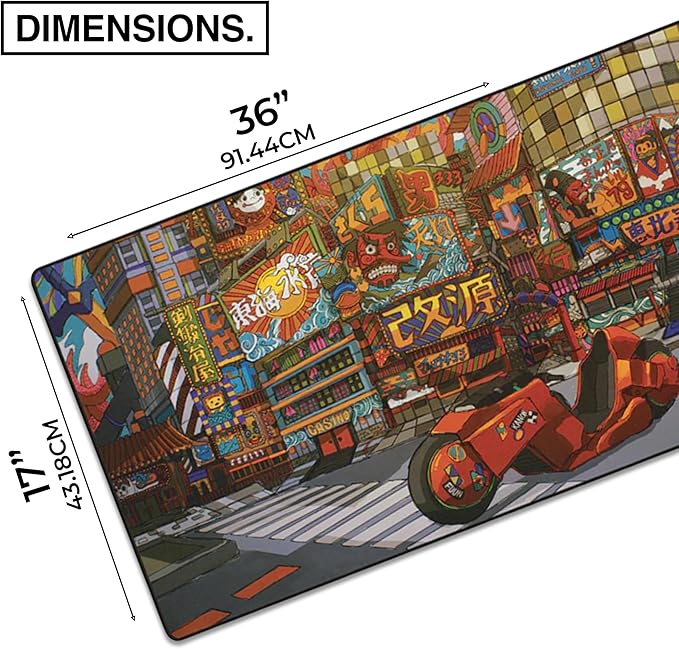 MPCO. Original Large Gaming Desk Mat – 36" x 17" Duraglyde Masterpiece Machinami Full Desk Mouse Pad for Smooth Precision – Non-Slip, Washable Extra-Large PC Mouse Pad for Gaming Sessions