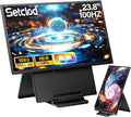 Setclod 23.8" Large Portable Monitor, 1080P FHD 100Hz Laptop Screen Extender, IPS 125% sRGB, Extra USB Hub for Office Gaming with Detachable Stand, Travel Monitor for Window, MAC, Xbox, Switch