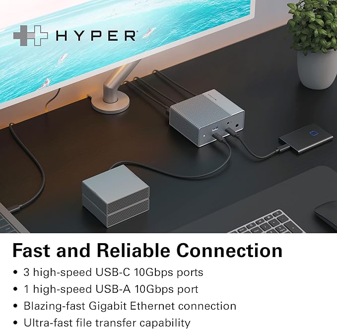 HyperDrive USB-C & Thunderbolt 4 GEN2 12-in-1 Docking Station, 100W PD for MacBook Pro/Air, iPad, PC, 4K USB C Triple Display, 10Gbps, Gigabit Ethernet