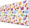 XXL Mousepad Macarons Gaming Mousepads Computer Desk Accessories for Women Keyboard Pads Ga Mouse Pad Non-Slip Rubber Base 35.4 X 15.7 for Game Office, Cake and Various Fruits