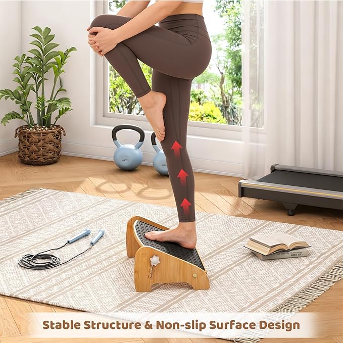 Adjustable Under Desk Footrest-Bamboo 4-Position Ergonomic Office Foot Stool with Large Non-Slip Surface, Improves Posture for Home,Office & Computer Desk Use (Natural)