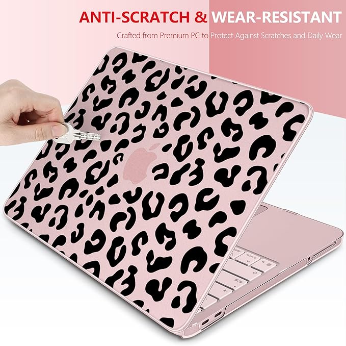 DONGKE for MacBook Neo 13 inch Case 2026 (Model A3404), Artistic Leopard Pattern Ultra Slim Frosted Matte Hard Shell, Anti-Scratch & Fingerprint Resistant Cover, Leopard Blush