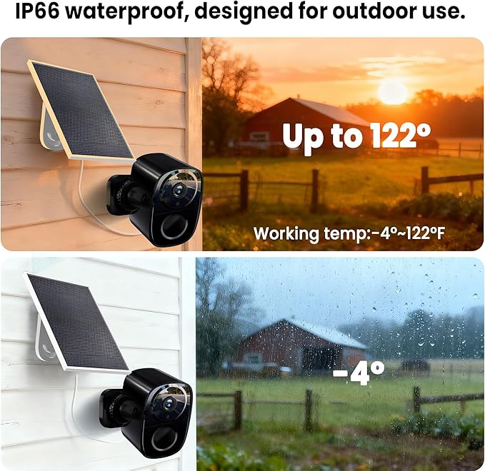 realhide 2026 Upgraded 2K Wireless Outdoor Security Cameras with Solar Panels, Free Cloud Storage, AI Motion Detection, Spotlight & Siren Alarm, 2-Way Talk, IP66 Waterproof