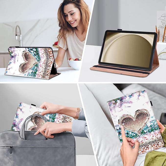 Case for iPad mini 7 2024 (A17 Pro) / Mini 6 2021, Mini 7th/6th Generation Case 8.3 inch, Multi-Angle Viewing Premium PU Leather Cover with Card Slot - Diamond Peach