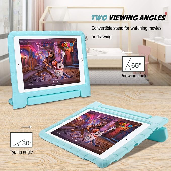 ProCase Kids Case for iPad 9th Generation/iPad 8/iPad 7, iPad 10.2 Case 2021 2020 2019/iPad Air 10.5/iPad Pro 10.5 Kids Case, Shockproof Lightweight Case with Convertible Handle -Aqua
