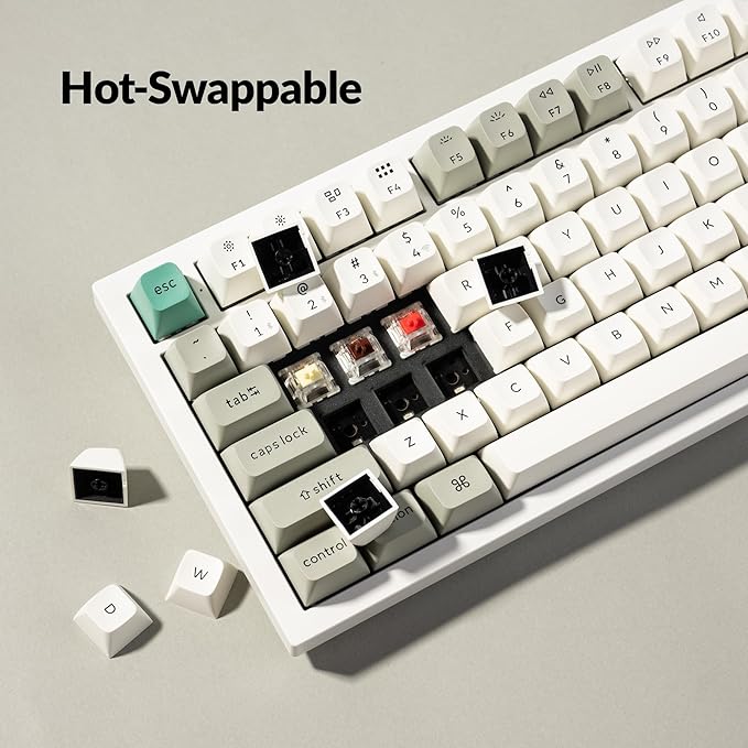 Keychron Q6 Max QMK/VIA Bluetooth Wireless /2.4 GHz/USB-C Wired Custom Mechanical Keyboard, Full Size Programmable Knob RGB Backlit Hot-Swappable Gateron Red Switch for Mac Windows Linux - White