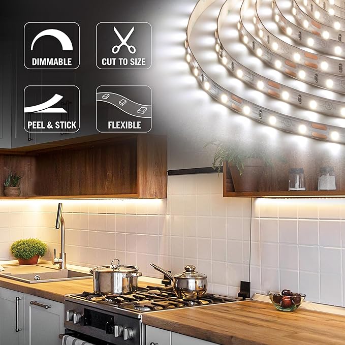 Armacost Lighting RibbonFlex Pro 12V White LED Strip Lights 60 LED/m, 4000K, 8.2 ft 152210