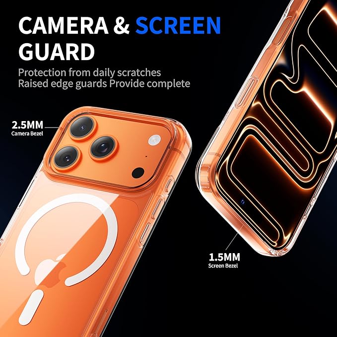 for iPhone 17 Pro Max case with Camera Lens Protector [10Ft Military-Grade Protection] Compatible with MagSafe Shockproof Slim Thin Cover case for iPhone 17 Pro Max 6.9 inch, Translucent