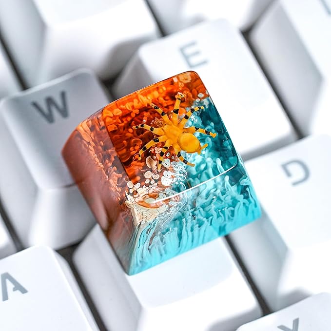 Tarantula Spider Artisan Keycap Blue and Brown Forest R1 SA Profile Custom Insects Keycaps 1U ESC Handmade Gaming Resin Key Cap Cherry MX Switch Compatible Mechanical Keyboard Spider Lover Gift