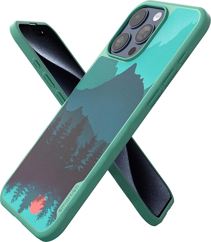 Smartish® iPhone 15 Pro Max Magnetic Case - Gripmunk Compatible with MagSafe [Lightweight + Protective] Slim/Thin Grip Cover with Microfiber Lining for Apple iPhone 15 Pro Max - Moving Mountains