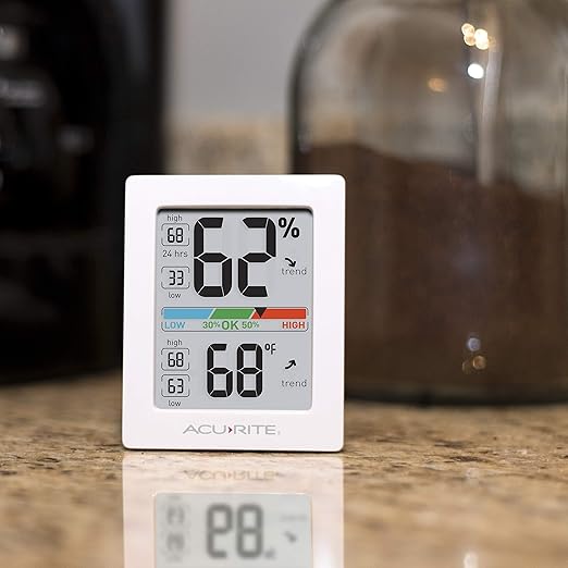 AcuRite Humidity Meter Hygrometer and Indoor Digital Thermometer with Temperature Gauge and Humidity Gauge,Room Thermometer Comfort Scale,3 x 2.5 Inches,White (01083M),(Pack of 12)