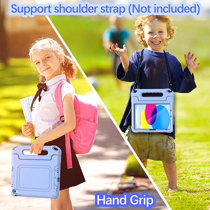 YIHE Kids Case for iPad (A16) 11th Generation 11 Inch 2025 & iPad 10th Generation 10.9 inch 2022, with Built-in Screen Protector and Handle Stand, Full Body Shockproof Protective Cover, LightBlue