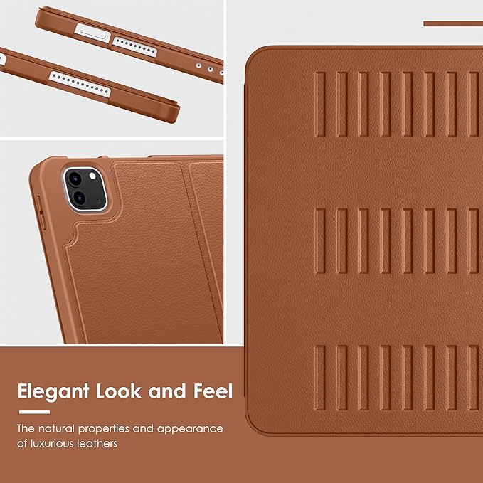 VIKESI Case for iPad Pro 12.9 6th / 5th / 4th / 3rd Generation Case 2022/2021/2020/2018,Multiple Angles Magnetic Stand Cover,Shockproof Soft Back,Pencil Holder,and Auto Sleep/Wake,Brown