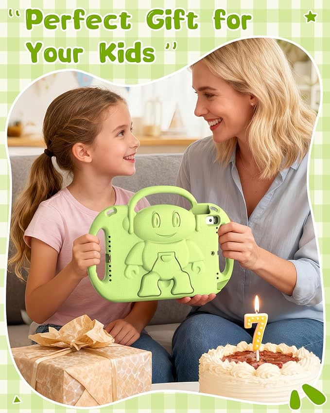 Kids Case for iPad 9th/8th/7th Generation (10.2 inch,2021/2020/2019), Kids Case for iPad Air 3rd Gen 10.5"/Pro 10.5, Durable Shockproof Cover with Shoulder Strap/Handle/Kickstand, Light Green