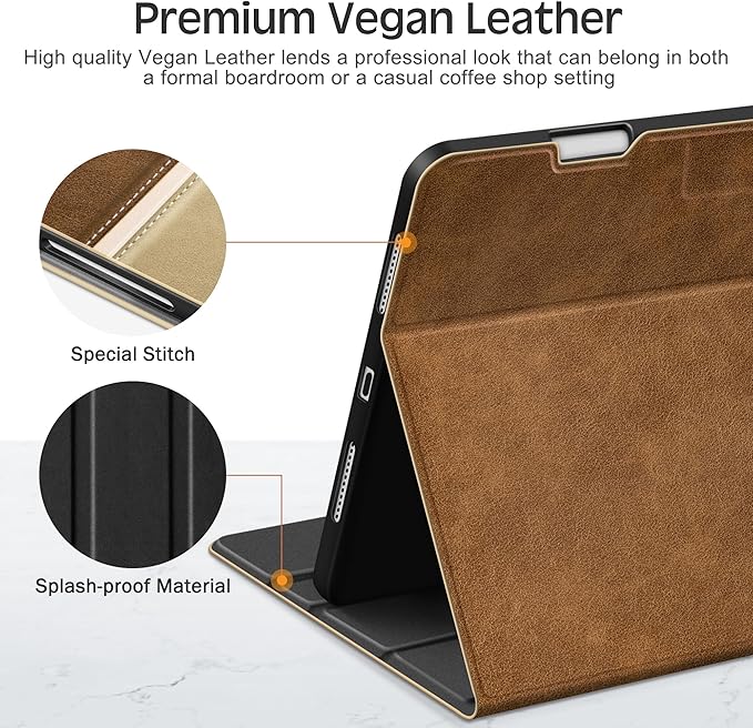 KingBlanc Case for iPad Air 13-inch M4/M3/M2 (2026/2025/2024) with Pencil Holder, Vegan Leather Cover, Auto Wake/Sleep, Multi-Angle Stand for Viewing & Drawing, Pencil Pro & USB-C Compatible, Beige