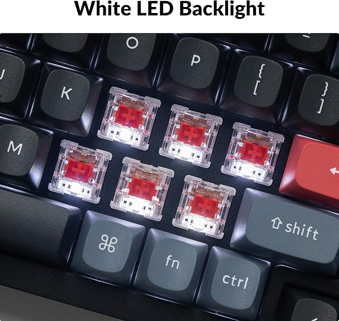 Keychron K4 Pro 96% Custom Wireless Mechanical Keyboard with Hot-Swappable K Pro Red Switch, QMK/VIA Programmable Macro Bluetooth/Wired Keyboard White LED Backlit for Mac Windows Linux - Black