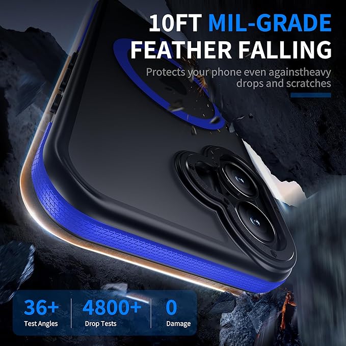 Strong Magnetic Case for iPhone 16 [5X Military-Grade Protection] Compatible with fit MagSafe Shockproof Slim Thin Cover 6.1 inch 16 Phone case, Blue Bumper