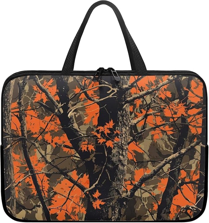 Orange Camo Forest Laptop Sleeve 13 Inch Womens Mens Laptop Tote Bag Waterproof Computer Tablet Handbag Case with Handle Carrying Case Laptop Cover for Travel/Business/School/Office