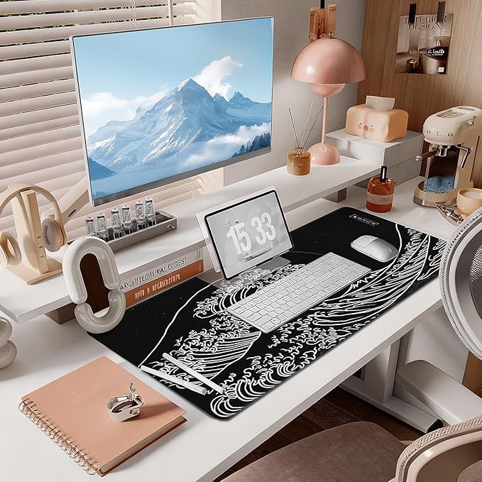 Gaming Mouse Pad - (31.5"×11.8") Kanagawa Waves Large Mouse Pads for Desk - Desk Mat for Keyboard and Mouse with Non-Slip Base, Desks Pad Matfor Game/Office & Home