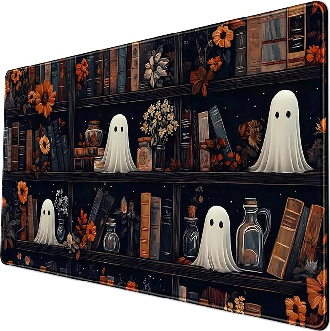 LuckyCow Cute Vintage Gothic Desk Mat Kawaii Dark Academia Desk Pad Medieval Large Flower XXL Mousepad Extended Laptop Computer Keyboard Mat with Stitched Edges Anti-Slip Funny Deskpad 31.5x15.8 in