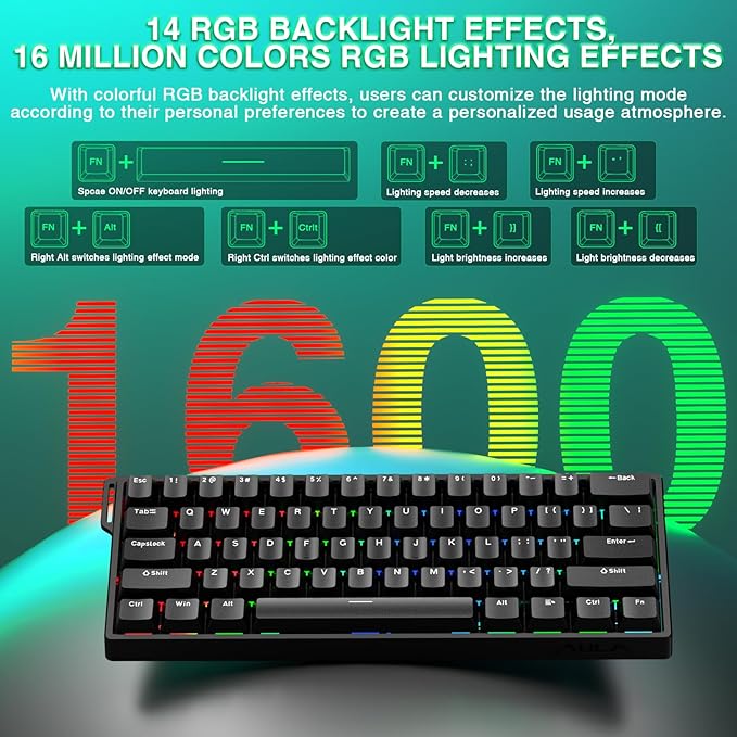 Aula WIN60 HE - 60% Mechanical Gaming Keyboard Wired, Magnetic Switch Hot Swappable, Adjustable Actuation Rapid Trigger Mode, 8000 Hz Polling Rate, RGB Small Keyboard 60 Percent Compact Design for PC