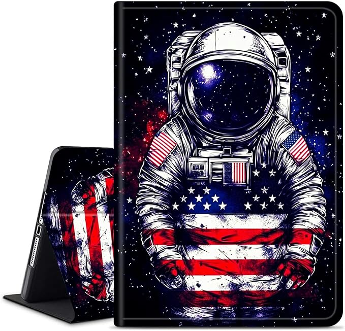 for Amazon Kindle Fire HD 8 & HD 8 Plus(12th/10th Generation, 2024/2022/2020 Release) 8" Tablet Case, Slim Kickstand Stand Leather Smart Cover with Auto Wake/Sleep, National Flag Astronaut