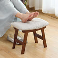 Foot Stool,Under Desk Foot Rest Ottoman, Washable Stool for Office, Living Room, Bedroom (Brown Legs-Beige Stool Seat)