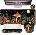 Blusabaca Mushroom Mouse Pad, Funny Cute Desk Mat Large Gaming Mouse Pad with Wrist Rest, Keyboard Pad Wrist Rest Ergonomic, Cup Coaster, Work Home Desk Accessories Office Supplies