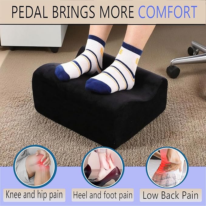 Foot Rest for Under Desk at Work,At Work Soft Ergonomic Footrest,Support Foot Pillow,Heel Chair,Leg Elevation Pillow,(Black)
