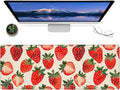 Cute Strawberry Gaming Mouse Pad – 12x31.5in Non-Slip Rubber Desk Mat with Fresh Fruit Design – Large Extended Mousepad for Office Home – Deskmat Gifts for Food Lovers Decor