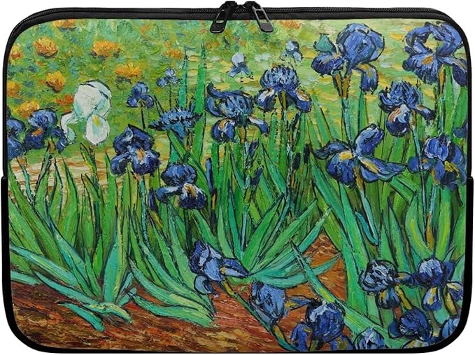 Irises Painting Laptop Sleeve 13 Inch for Women Exquisite Van Gogh Painting Pattern Computer Bag with Funny Design Lightweight Multiple & Neatly Organizers for On-The-Go Essentials