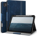 Antbox for iPad Pro 11 Inch Case M5 2025/M4 2024, Built-in Pencil Holder, Fully Supports Pencil Pro/USB-C, Auto Sleep/Wake Function Vegan Leather (Blue)