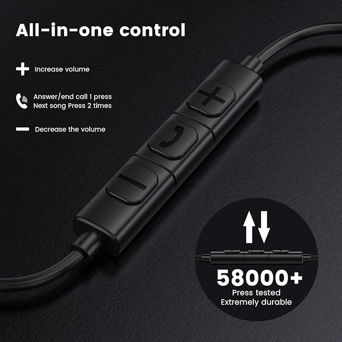 MOSWAG Wired Earbuds with Microphone, 3.5mm in-Ear Headphones with Noise Isolating Fit & Clear Sound, Comfortable Ergonomic Earpieces for Phone Calls, Music, and Online Classes
