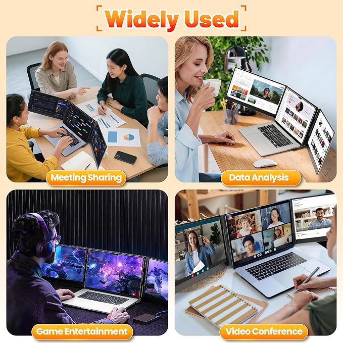 Laptop Screen Extender Triple Monitor, 15.6" FHD 1080P USB-C One Cable Plug n Play Portable Monitor for Laptops 13-17", 0.16" Ultra-Slim Travel Monitor for Mac/Win/Android (Driver Required)