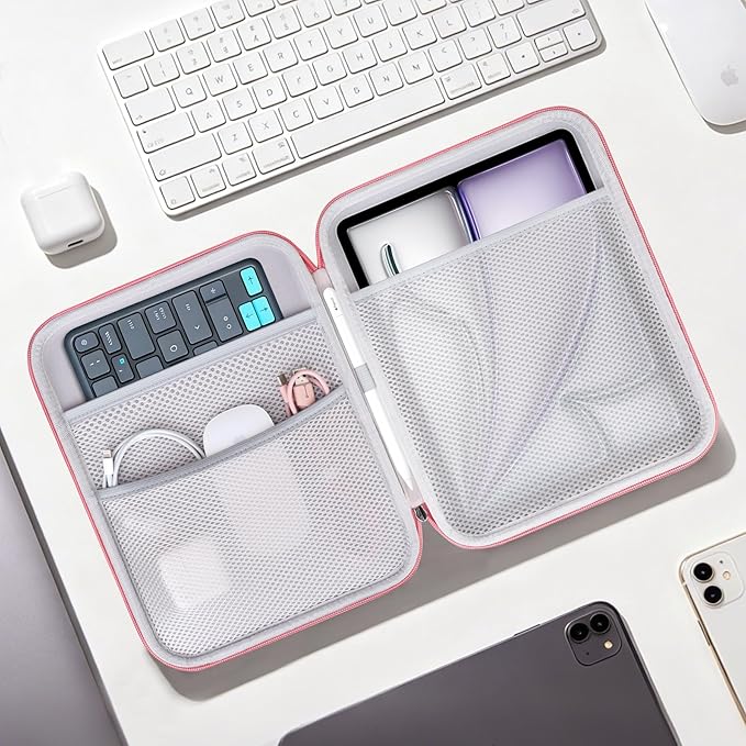 Lacdo Tablet Sleeve Case for 11 inch iPad A16 / 11 inch iPad Air M4 M3 M2 / 11" iPad Pro M5 M4 / 10.9" iPad Air /10.2" iPad, 11" Samsung Galaxy Tab A9+ Hard Shell Protective Tablet Carrying Case, Pink