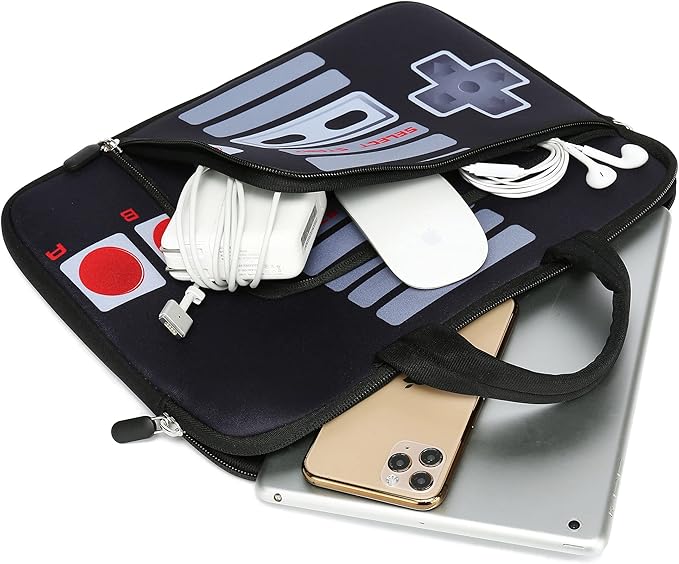14 15 15.4 15.6 inch Laptop Handle Bag Computer Protect Case Pouch Holder Notebook Sleeve Neoprene Cover Soft Carrying Case with Extra Pockets For Dell Lenovo Toshiba HP Chromebook ASUS Acer(Games)
